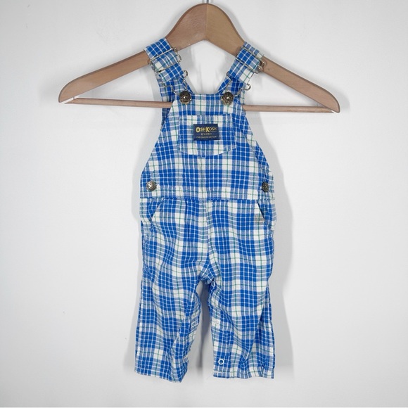OshKosh B'gosh Other - Vintage Osh Kosh B’Gosh Plaid Overalls Size 6-9 Months Cotton Made in USA